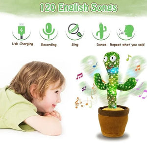 Interactive Dancing Cactus Toy – Singing, Talking, Voice Recording Plush With Usb Rechargeable Function – Fun Educational Gift For Babies And Kids (ages 6 Months & Up) – Rechargeable & With Box