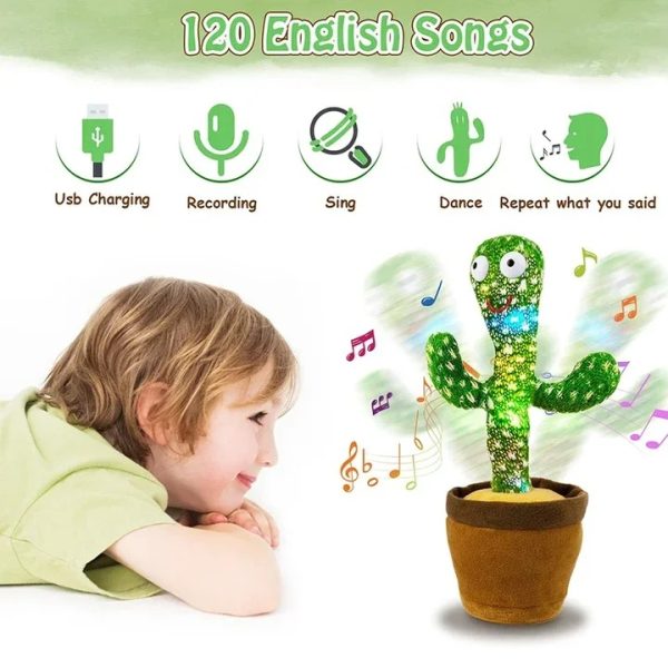 Interactive Dancing Cactus Toy – Singing, Talking, Voice Recording Plush With Usb Rechargeable Function – Fun Educational Gift For Babies And Kids (ages 6 Months & Up) – Rechargeable & With Box